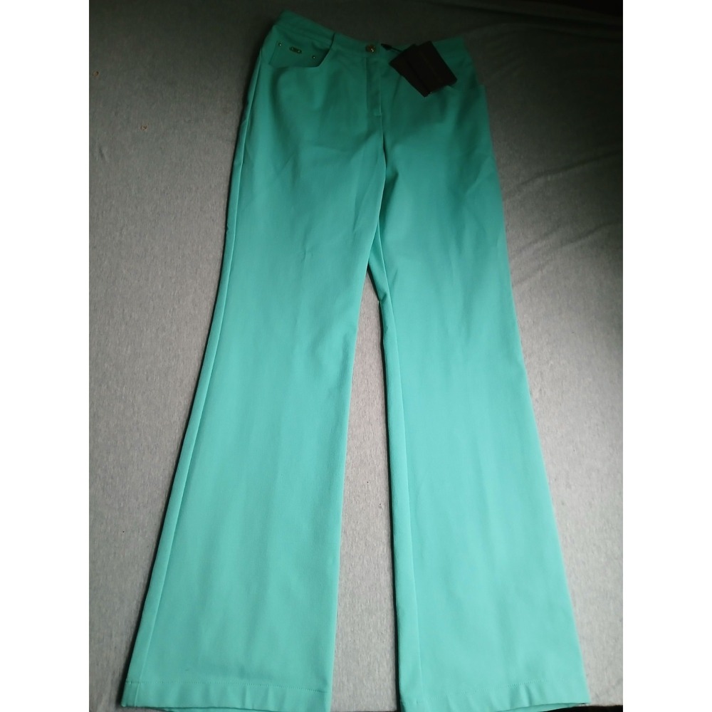 St John Pants 4 Sport Marie Gray Bootcut Twill Mid Rise Aqua New